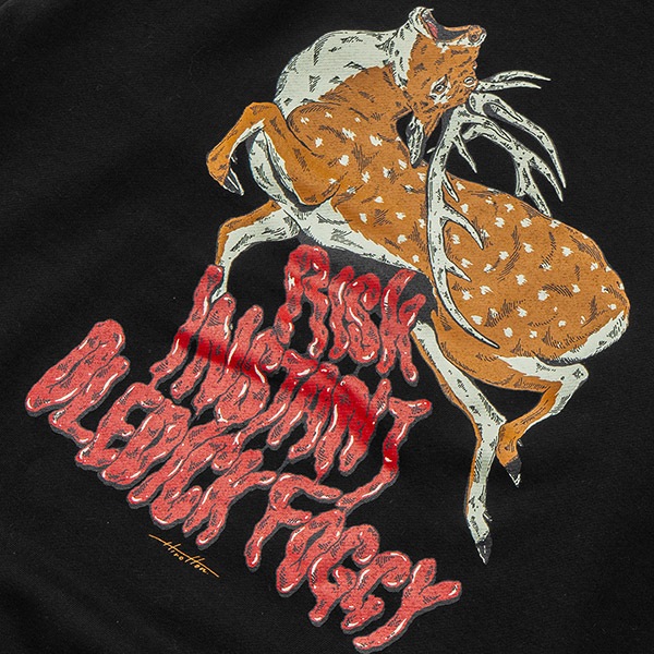【OLEDICKFOGGY×RISK×INSTANT】MOOSE HOODIE black インスタント パーカー スケートボード スケボー SKATEBOARD