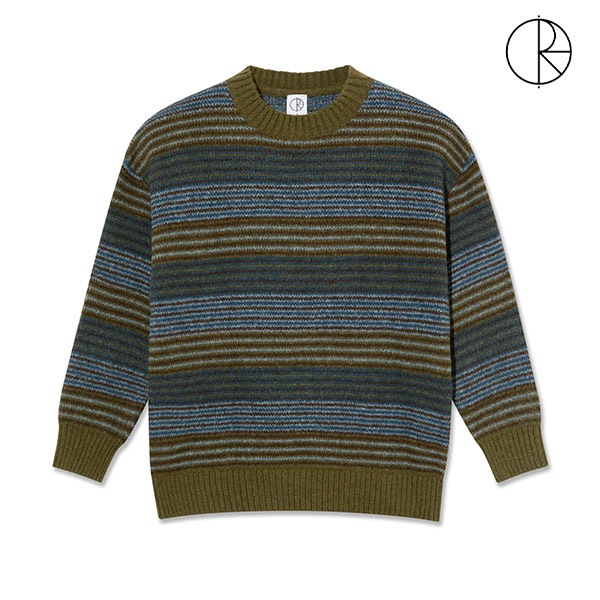 【POLAR】GEORGE SWEATER blue green stripe ポーラー セーター スケートボード スケボー SKATEBOARD