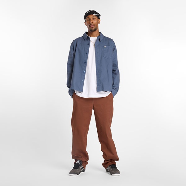 【NEW BALANCE NUMERIC】NB NUMERIC BUTTON UP SHIRTS MT53701 カラー：vintage indigo (VTI)　ニューバランス ヌメリック シャツ スケートボード スケボー SKATEBOARD