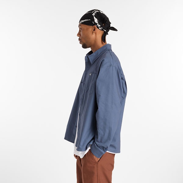 【NEW BALANCE NUMERIC】NB NUMERIC BUTTON UP SHIRTS MT53701 カラー：vintage indigo (VTI)　ニューバランス ヌメリック シャツ スケートボード スケボー SKATEBOARD