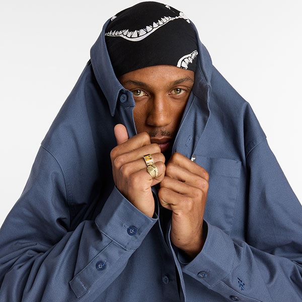 【NEW BALANCE NUMERIC】NB NUMERIC BUTTON UP SHIRTS MT53701 カラー：vintage indigo (VTI)　ニューバランス ヌメリック シャツ スケートボード スケボー SKATEBOARD