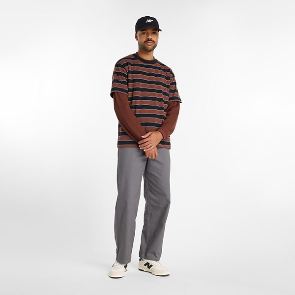 【NEW BALANCE NUMERIC】NB NUMERIC THIN STRIPE TEE MT53700 カラー：black (BK)　ニューバランス ヌメリック Tシャツ スケートボード スケボー SKATEBOARD