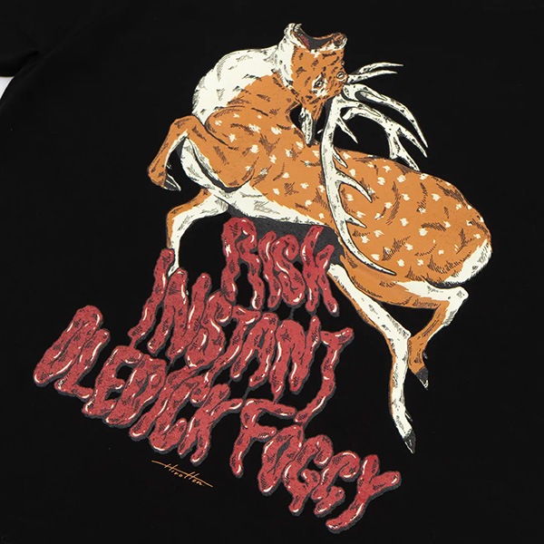 【OLEDICKFOGGY×RISK×INSTANT】MOOSE TEE black インスタント Tシャツ スケートボード スケボー SKATEBOARD