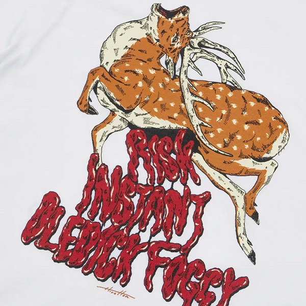 【OLEDICKFOGGY×RISK×INSTANT】MOOSE TEE white インスタント Tシャツ スケートボード スケボー SKATEBOARD