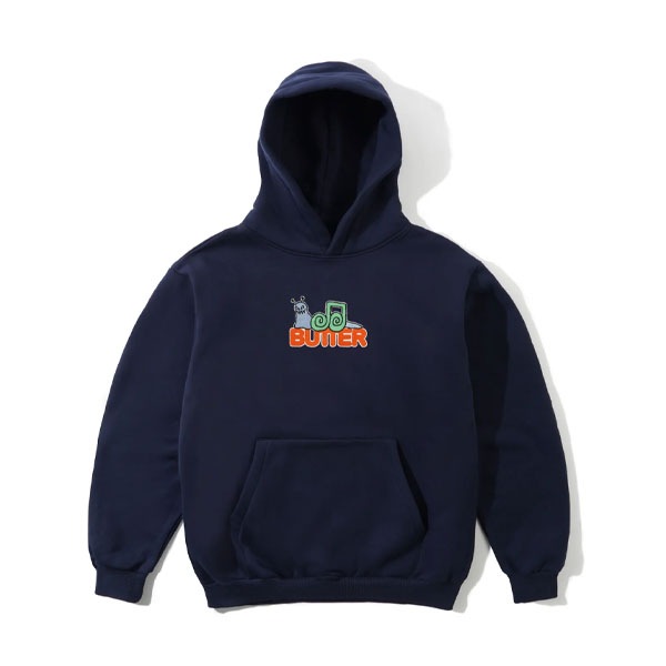 【BUTTER GOODS】SNAIL PULLOVER HOOD navy バターグッズ フーディー パーカー スケートボード スケボー SKATEBOARD
