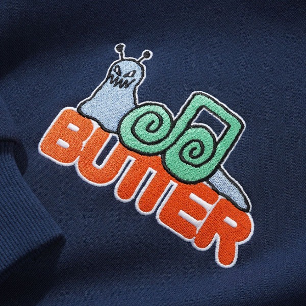 【BUTTER GOODS】SNAIL PULLOVER HOOD navy バターグッズ フーディー パーカー スケートボード スケボー SKATEBOARD