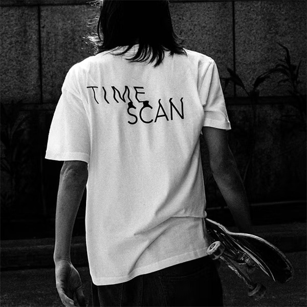 【TIME SCAN】LOGO TEE white タイムスキャン Tシャツ スケートボード スケボー SKATEBOARD