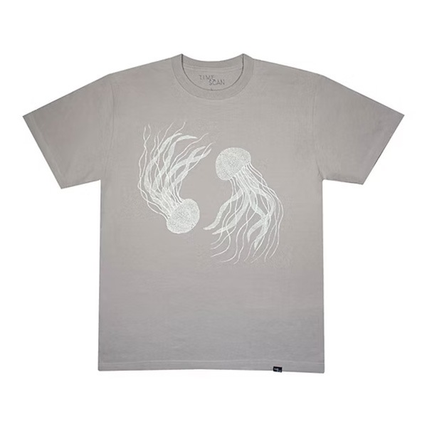 【TIME SCAN】KURAGE T SHIRT silver grey タイムスキャン Tシャツ スケートボード スケボー SKATEBOARD