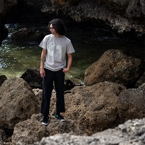 【TIME SCAN】KURAGE T SHIRT silver grey タイムスキャン Tシャツ スケートボード スケボー SKATEBOARD