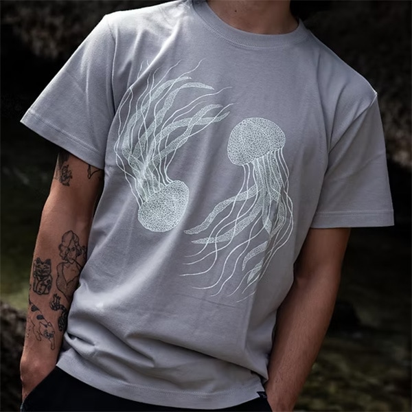 【TIME SCAN】KURAGE T SHIRT silver grey タイムスキャン Tシャツ スケートボード スケボー SKATEBOARD