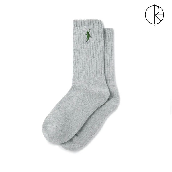 【POLAR】NO COMPLY RIB SOCKS heather grey/green ポーラー ソックス 靴下 スケートボード スケボー SKATEBOARD