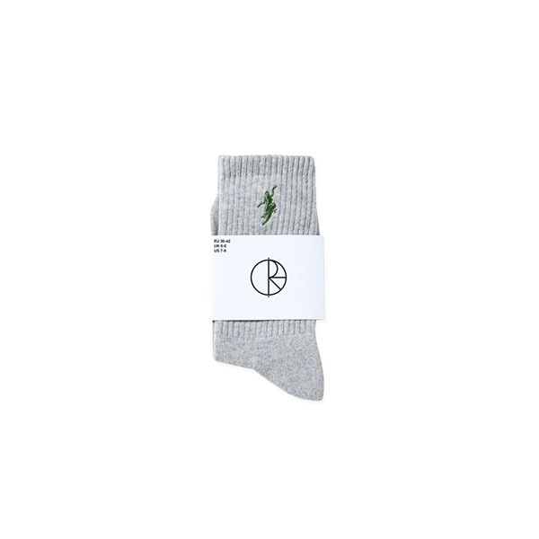 【POLAR】NO COMPLY RIB SOCKS heather grey/green ポーラー ソックス 靴下 スケートボード スケボー SKATEBOARD