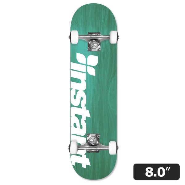 【instant】ORIGINAL LOGO COMPLETE green/white 8.0インチ コンプリートセット 完成品 スケートボード スケボー SKATEBOARD