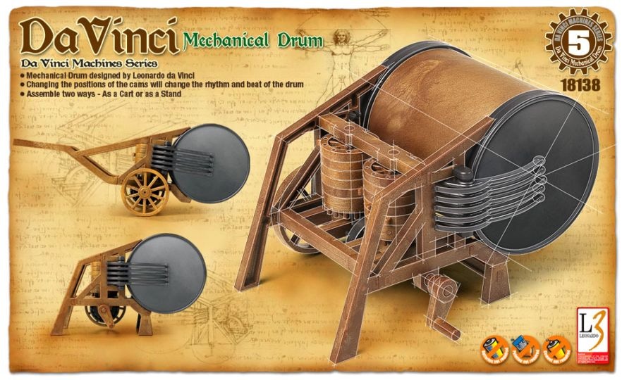 18138 レオナルド・ダ・ヴィンチ手稿 機械式自動演奏太鼓
