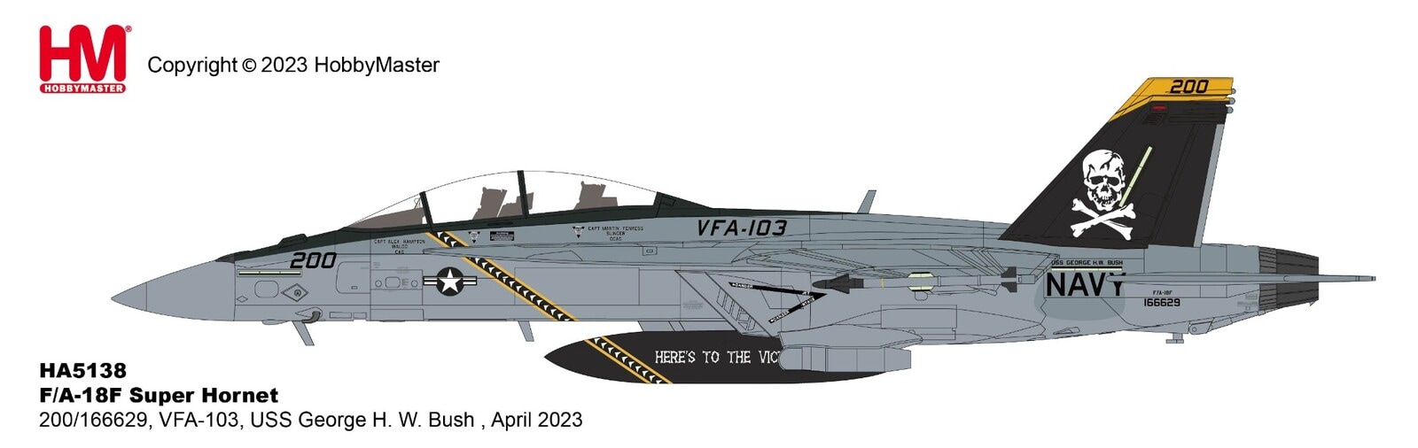 F/A-18FスーパーホーネットVFA-103ジョリーロジャース【未開封】 HA5138 F/A-18F スーパーホーネット 200/166629 第103戦闘攻撃飛行隊