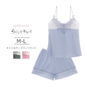 【お買い得品】らくしてキレイ ふわさらtype IBT366ペア キャミセット キャミソール＋タップパンツ M-L ILC366