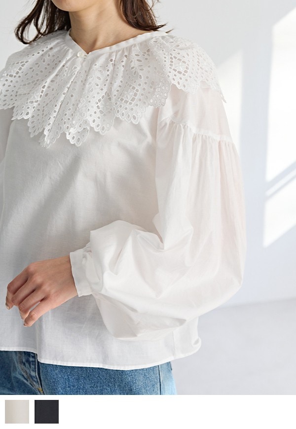 のお洋服ですintimite   Embroider Collar Shirt