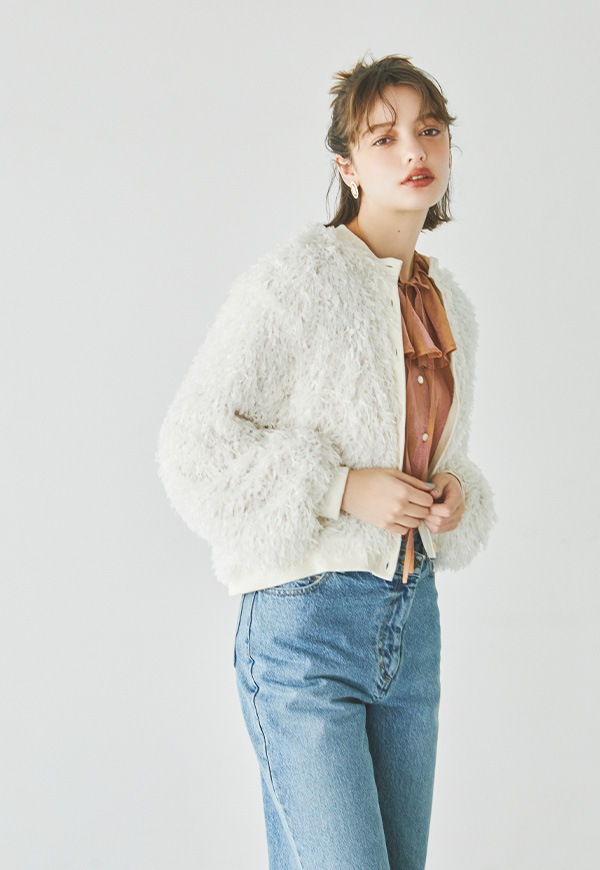 2024WINTER NEW】Volume Fringe Cardigan | トップス,カーディガン 