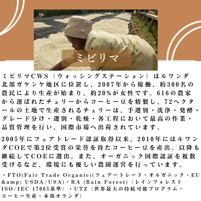ルワンダ ミビリマ　200g＜ハイロースト＞