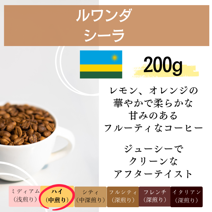 ルワンダ シーラ　200g＜ハイロースト＞