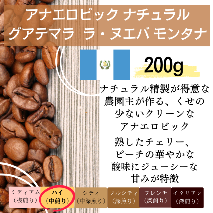 アナエロビック ナチュラル】グアテマラ ラ・ヌエバ モンタナ 200g