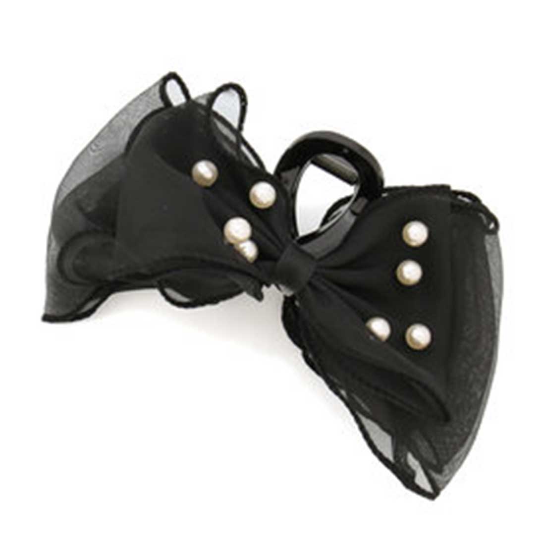 【半円囲みパール付きリボン】ベビーヘアクリップ　キッズヘアクリップ　ヘアピン 半円囲みパール付きリボン】ベビーヘアクリップ キッズヘアクリップ