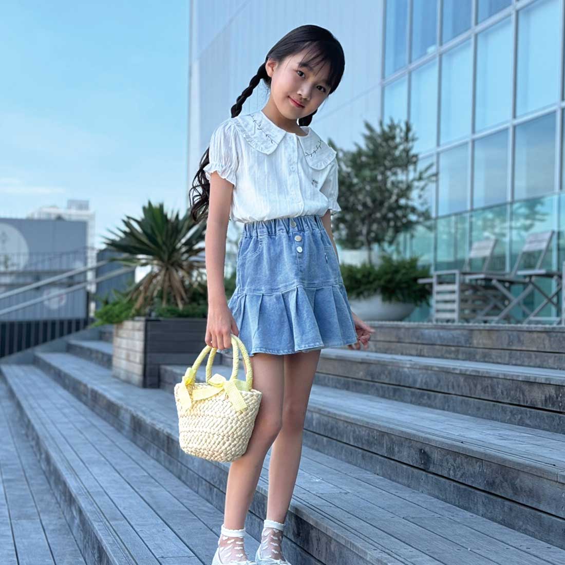 ﾊﾟﾌｽﾘｰﾌﾞﾌﾞﾗｳｽ+ﾃﾞﾆﾑｽｶｰﾄｾｯﾄｱｯﾌﾟ