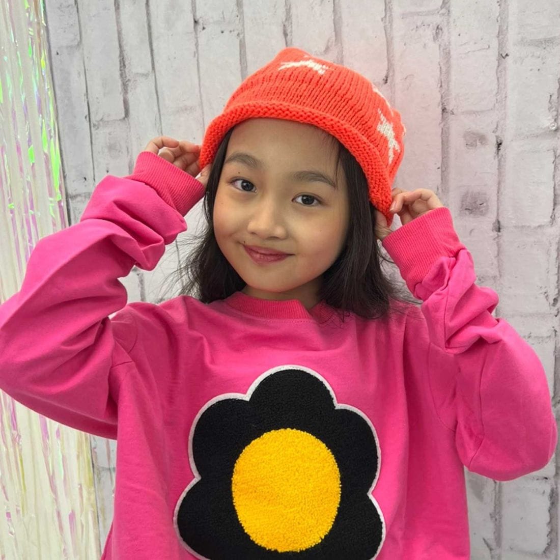 ﾎﾞﾝﾎﾞﾝ付ｽﾀｰ柄ﾆｯﾄｷｬｯﾌﾟ