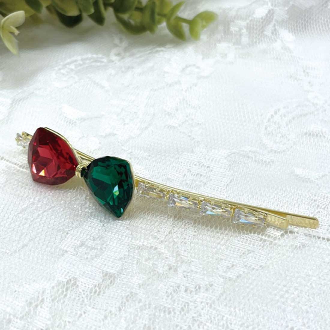 クリスタルリボン付ヘアピン