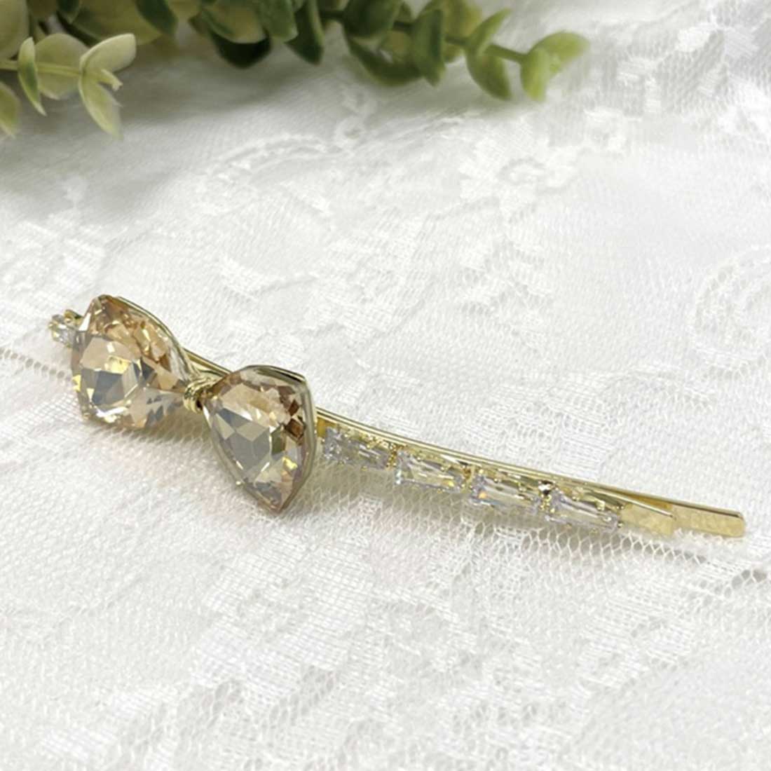 クリスタルリボン付ヘアピン