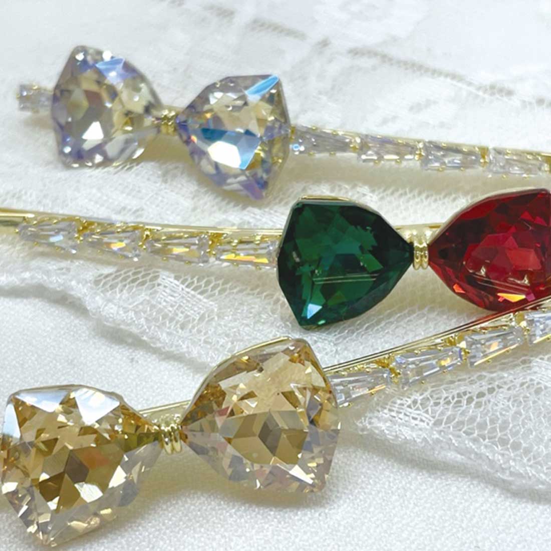 クリスタルリボン付ヘアピン