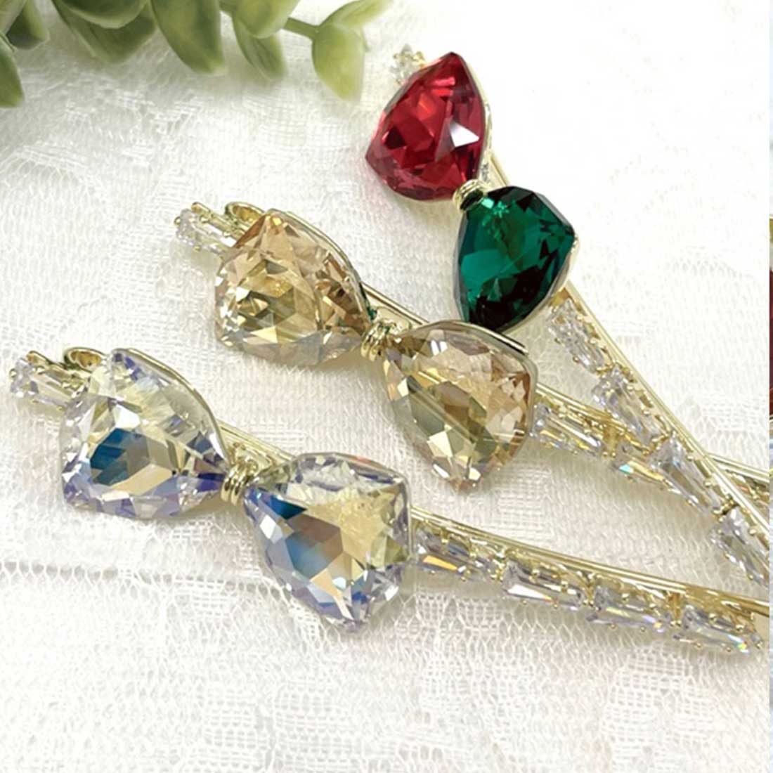 クリスタルリボン付ヘアピン