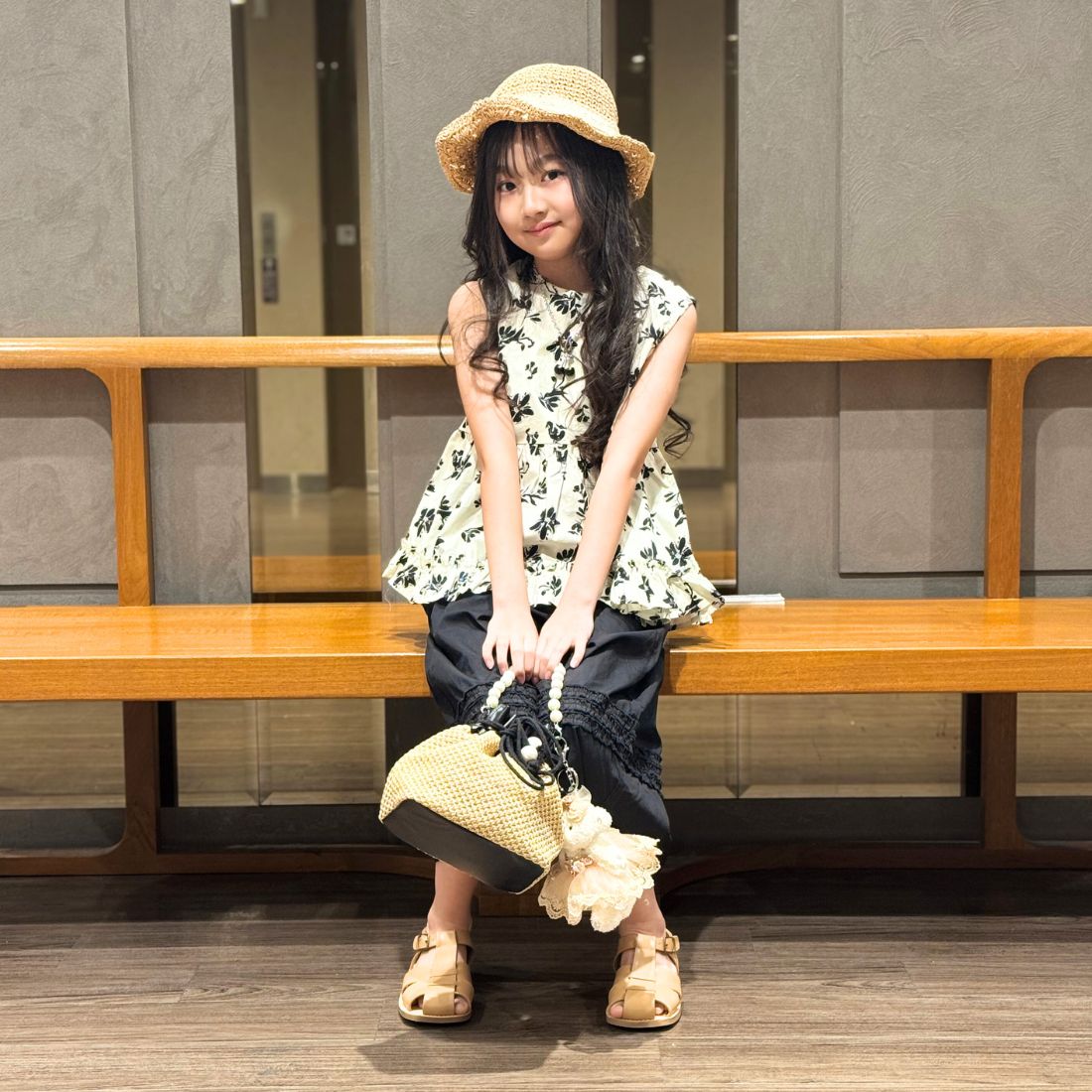 花柄タンクトップチュニック+パンツセット