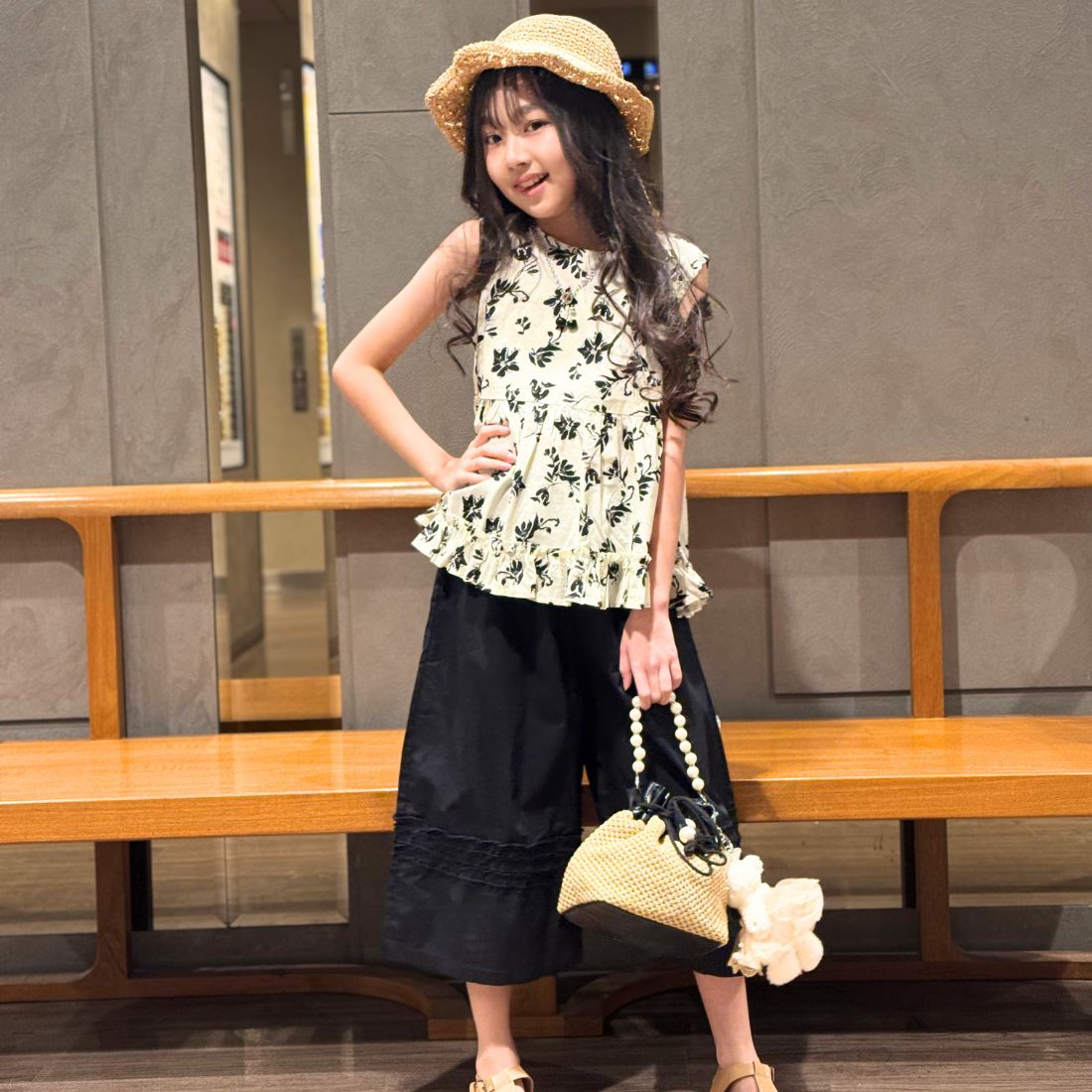 花柄タンクトップチュニック+パンツセット