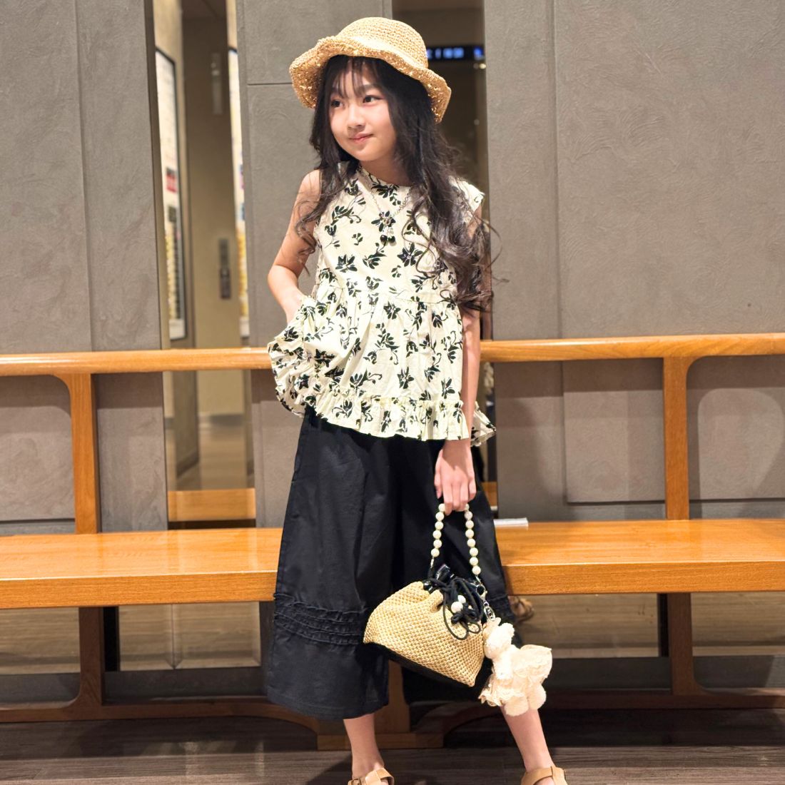 花柄タンクトップチュニック+パンツセット