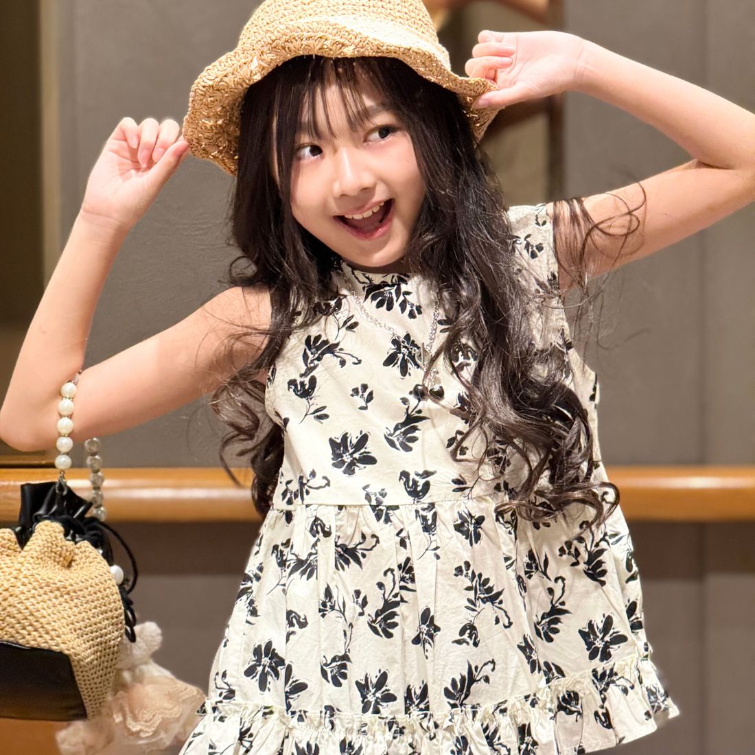 花柄タンクトップチュニック+パンツセット