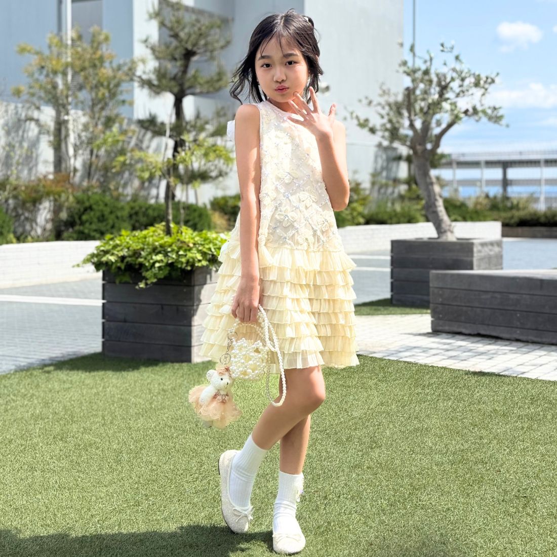 背リボンモチーフワンピース