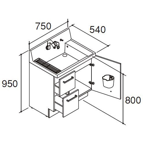 LIXIL 洗面化粧台 ピアラ 化粧台本体 間口750mm 引出タイプ AR3H-755SY