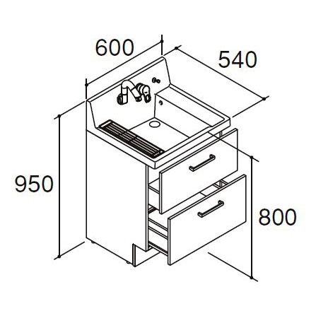 LIXIL 洗面化粧台 ピアラ 化粧台本体 間口600mm フルスライドタイプ 