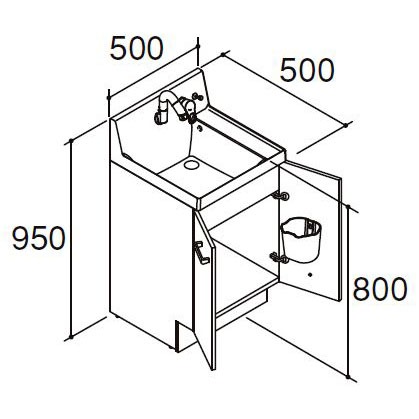 LIXIL 洗面化粧台 ピアラ 化粧台本体 間口500mm 扉タイプ AR3N-505SY