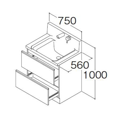 ハウステック ココッシュ 間口75cm 全引き出しタイプ 洗面台本体のみ
