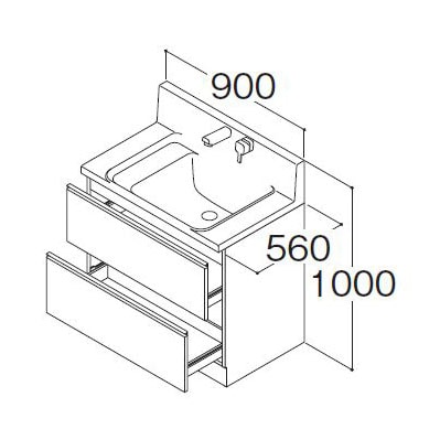 ハウステック ココッシュ 間口90cm 全引き出しタイプ 洗面台本体