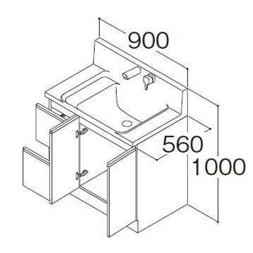 ハウステック ココッシュ 間口90cm 片引き出しタイプ 洗面台本体のみ