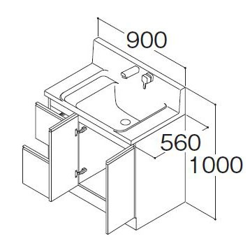 ハウステック ココッシュ 間口90cm 片引き出しタイプ 洗面台本体のみ