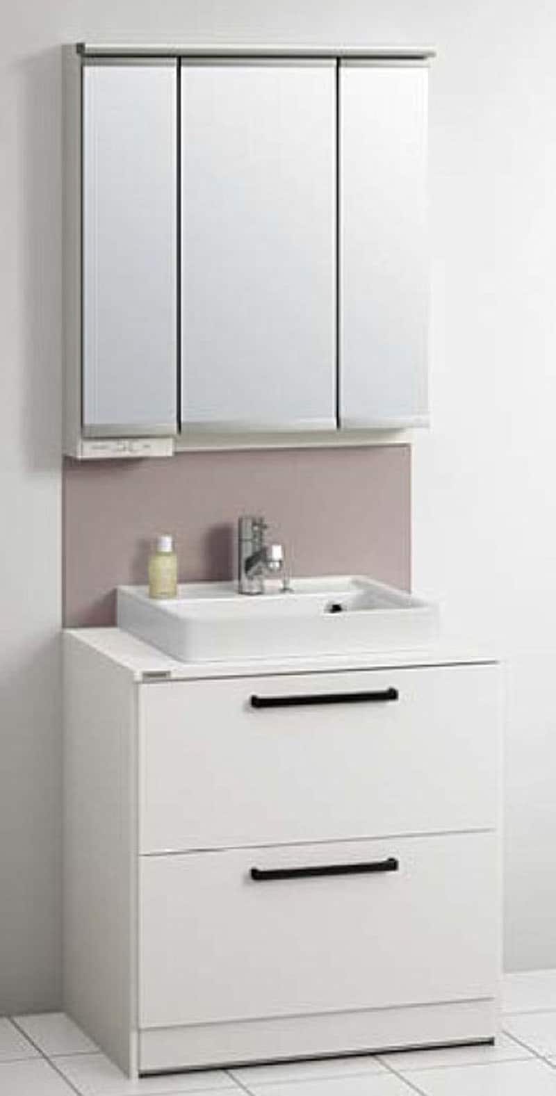 エル様 クリナップ エルヴィータ 間口75cm セット スリムLED3面鏡 洗面化粧台