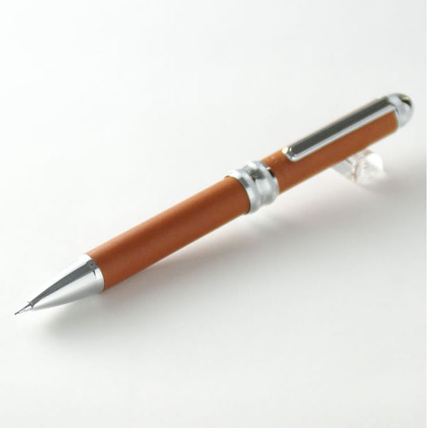 プラチナ万年筆 多機能ペン ダブル３アクション キャメル 牛ヌメ本革巻き 替芯ギフトセット ギフト 男性の同僚 友人へ 万年筆とボールペンの筆記堂