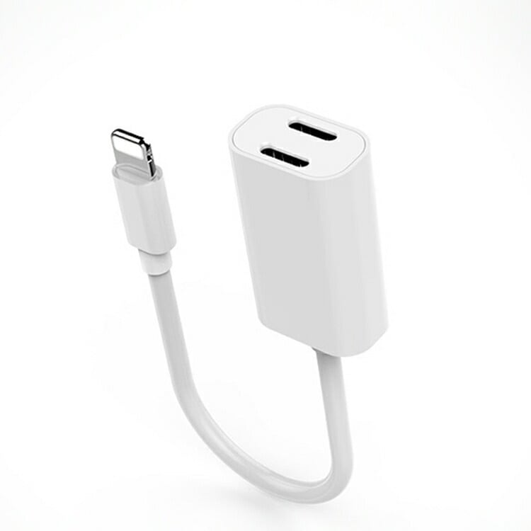 【送料無料・税込み】最新バージョン iPhone 7 8 X XR XS 11 12 13 14 Pro MAX Lightning 2.1A コネクタ 2in1 ライトニング アダプター イヤホン 変換ケーブル 充電 音楽再生 データ転送 通話可能 iOS 11以上 14 二股 同時