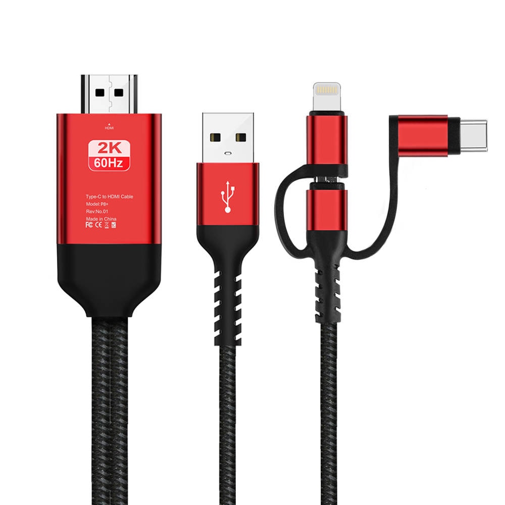 【送料無料・税込み】 最新 2K 3in1 HDMI i-Phone Android プロジェクター 出力ケーブル ミラーリング lightning USB C micro 変換 tv ケーブル1080P ミラーリングケーブル iPad iPod ケーブル シンプル モニター テレビ スマホ ゲーム youtube 当店人気 ランキング 売れて 
