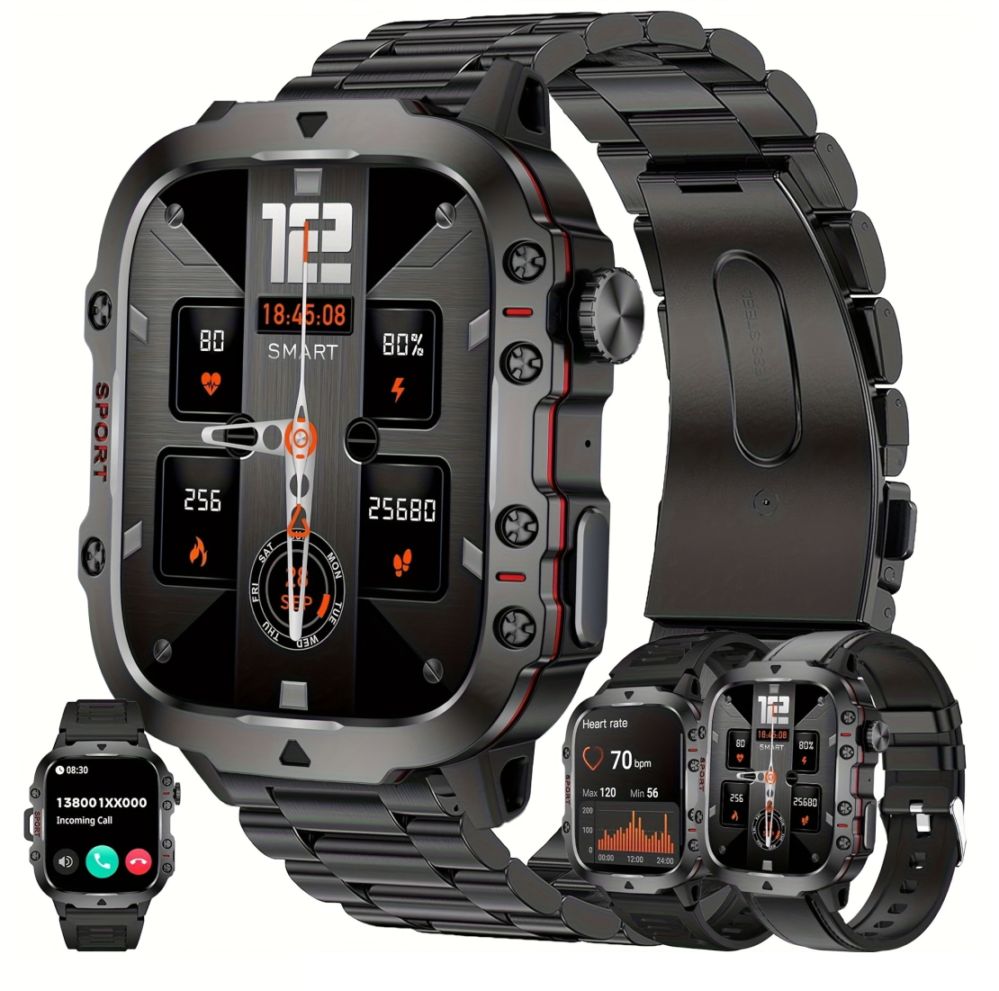 【正規品 TB-QX11】スマートウォッチ Bluetooth通話対応 1.96インチ大画面 多機能 メンズ 腕時計 健康管理 心拍数 血中酸素 睡眠計測 歩数計 スポーツモード対応 3ATM防水 Android iOS対応