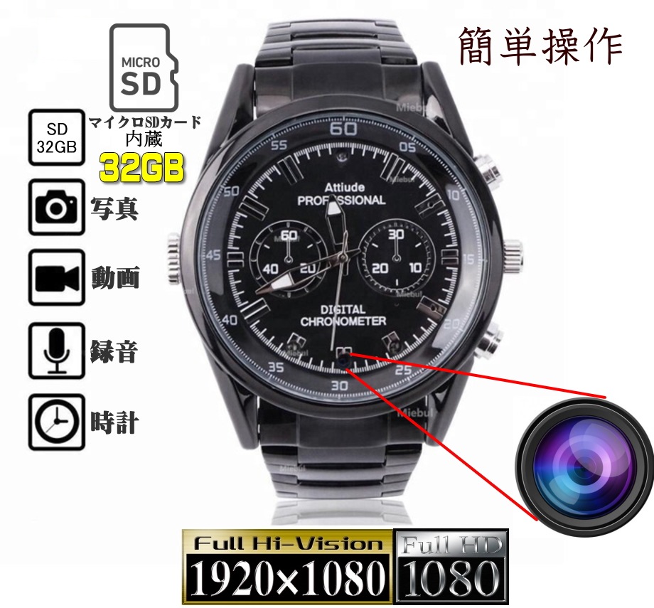 メモリ　16GB（2枚）　32GB 動作未確認　未テスト　未検品 送料無料・税込み】 最新 TBT-11 腕時計 型 カメラ 32GB 赤字覚悟